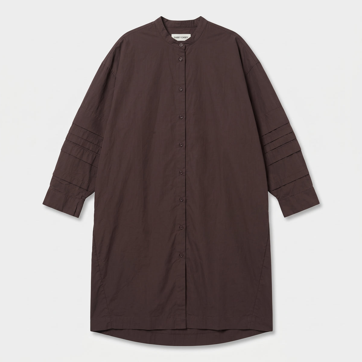 Wine Pleated Sleeve Shirt Dress