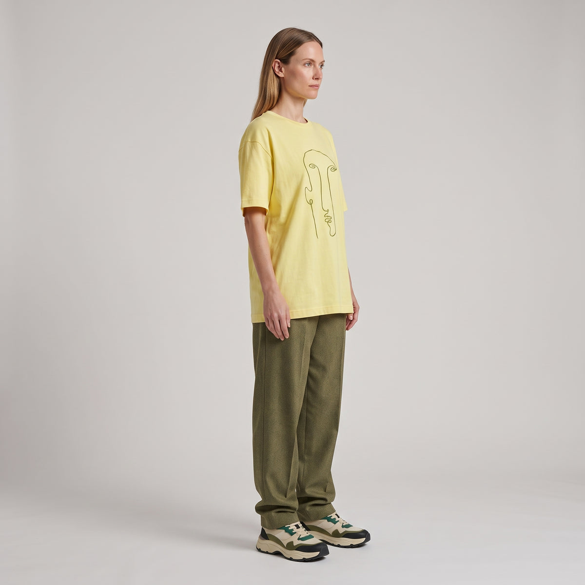 Yellow Embroidered Graphic T-Shirt