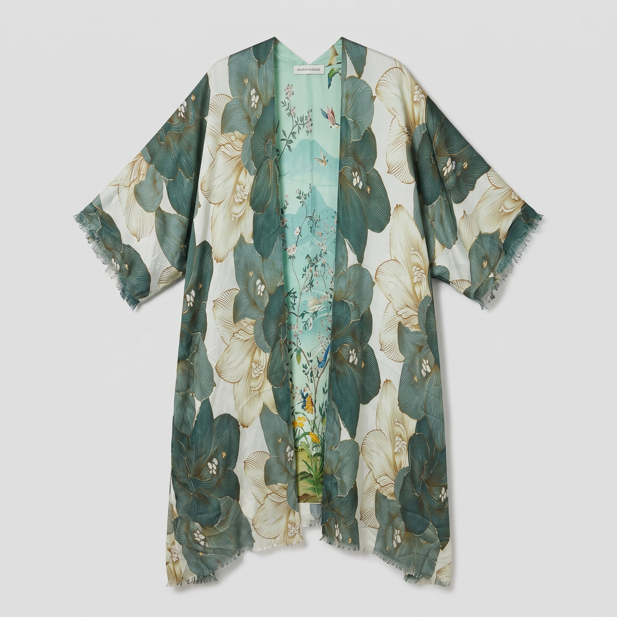 MAISON PASSAGE Green Floral Printed Kimono