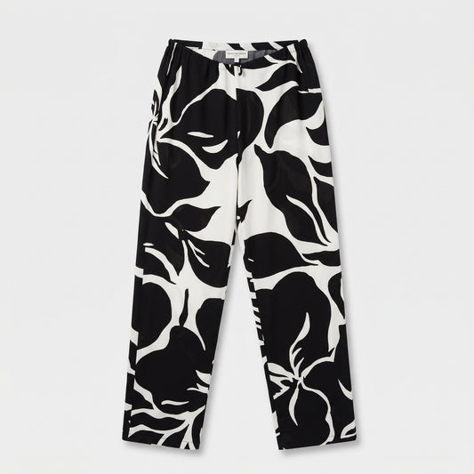 Monochrome Leaf Print Trousers