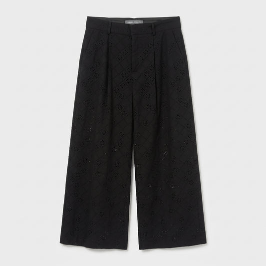 Black Eyelet Wide Leg Trousers