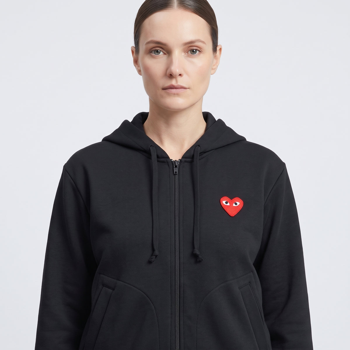 CDG PLAY Heart Patch Zip-Up Hoodie - view 2
