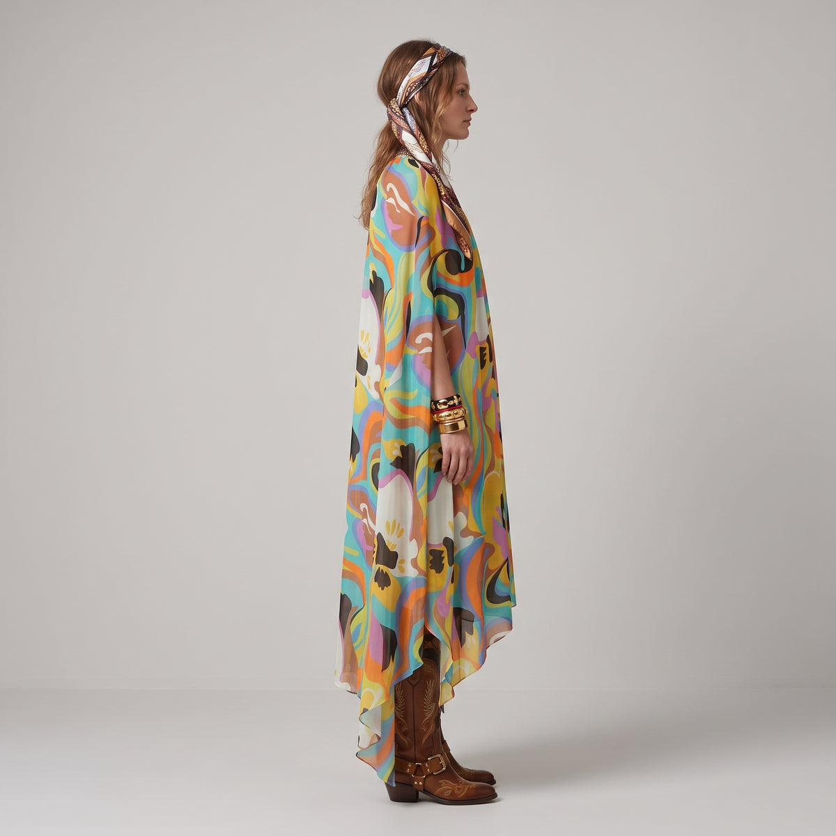 ETRO Psychedelic Floral Silk Kaftan Dress - view 4