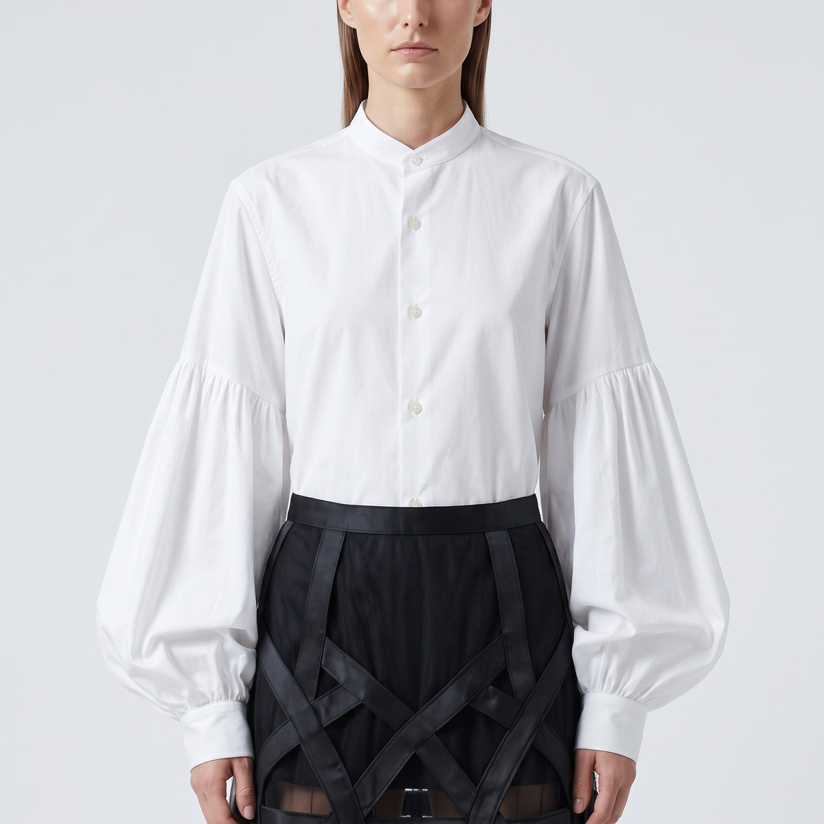 Dramatic Balloon Sleeve White Shirt