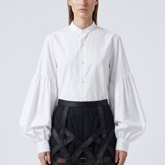 Dramatic Balloon Sleeve White Shirt