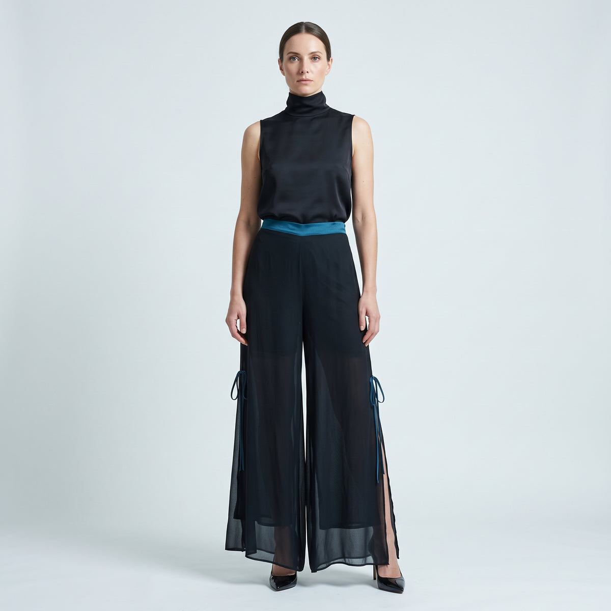 MIIN Satin Trim Wide Leg Pants - view 3