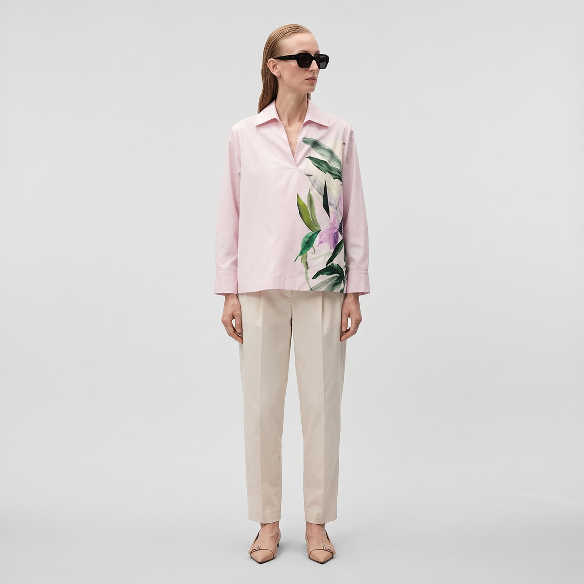 Floral Print Mauve Wrap Blouse