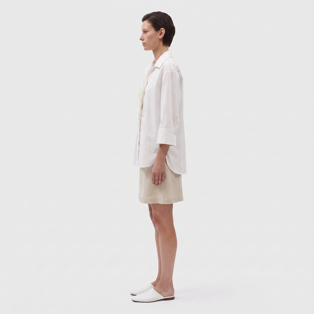 Embellished Off-White Cotton Shirt