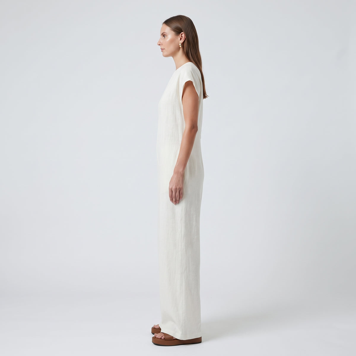 Minimalist White Linen Jumpsuit