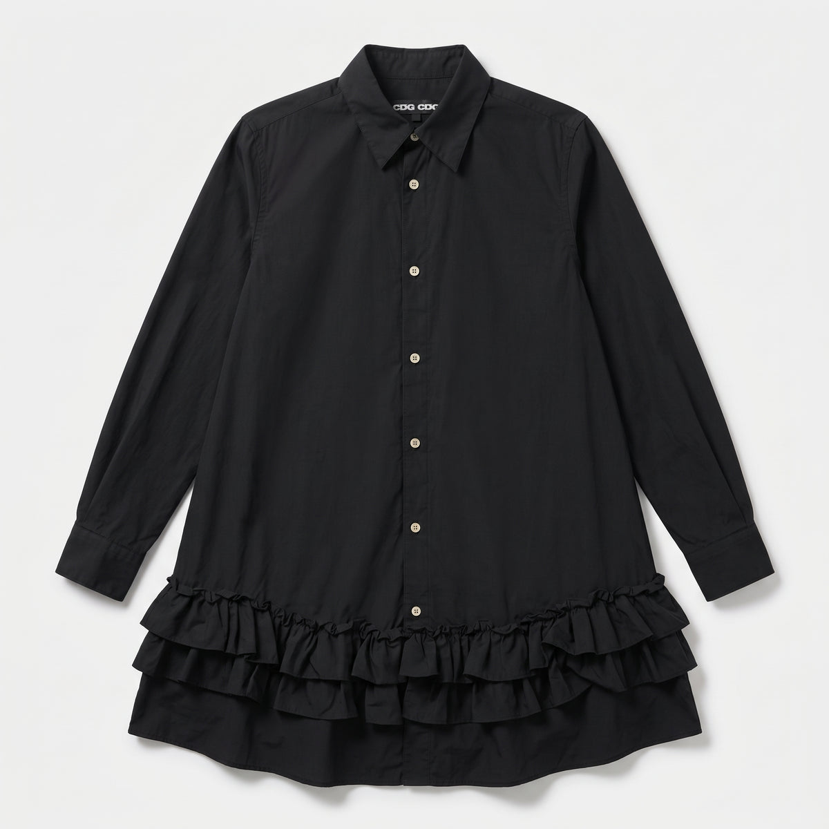 Ruffled Hem Cotton Shirt