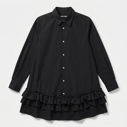 Ruffled Hem Cotton Shirt