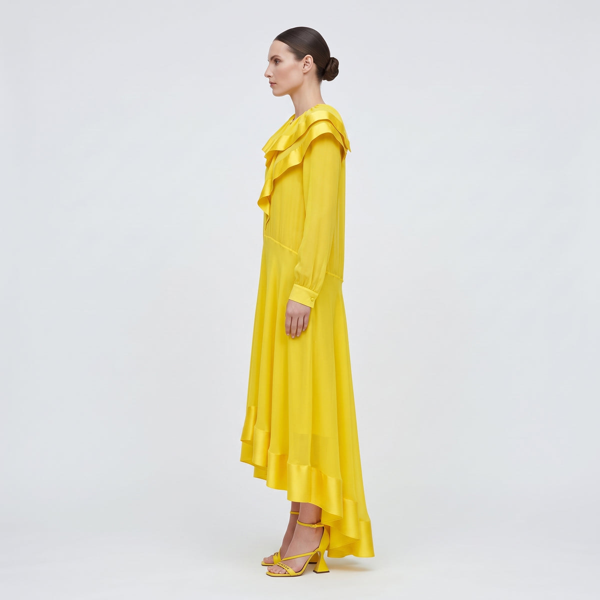 Ruffled Yellow Midi Dress