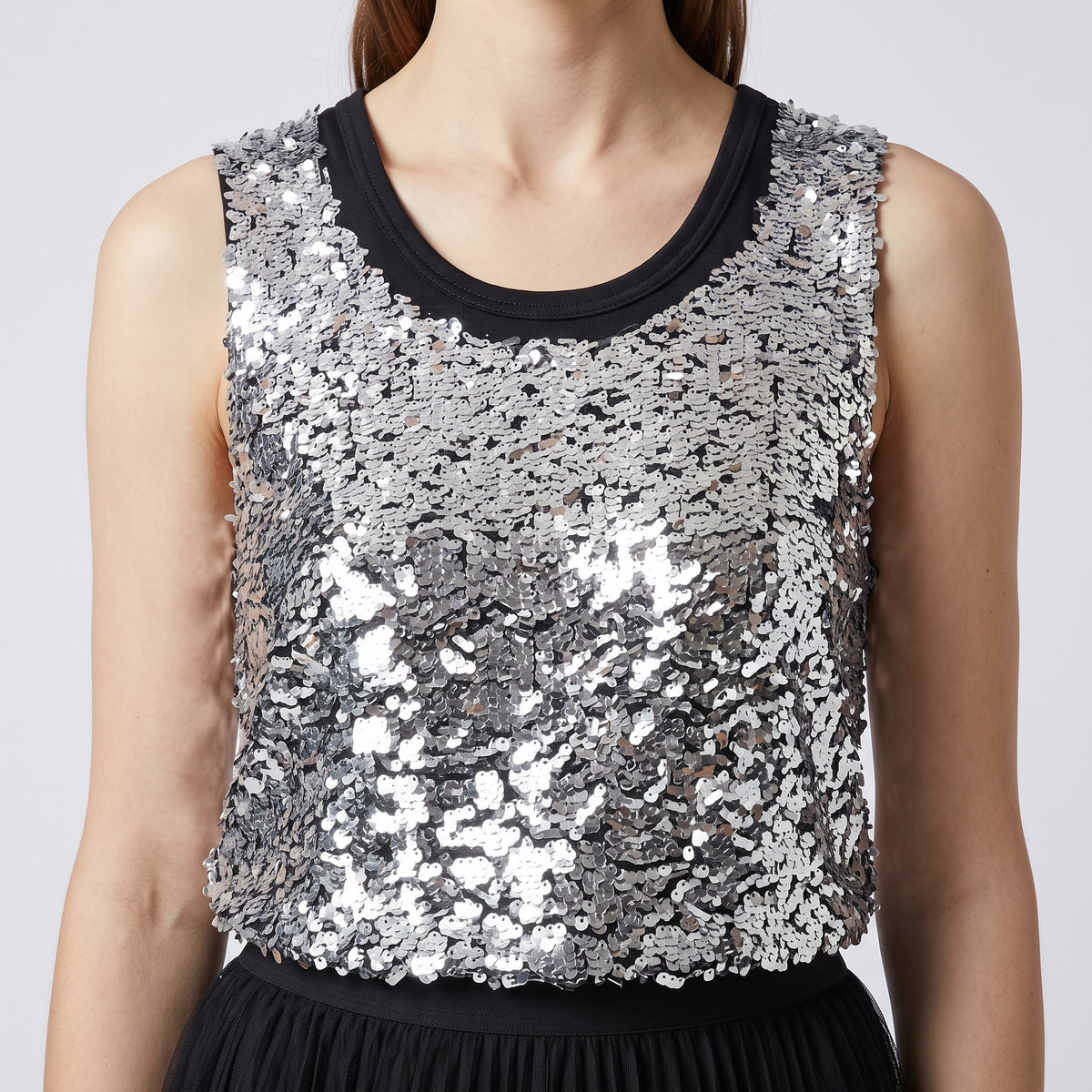 Silver Sequined Tank Top