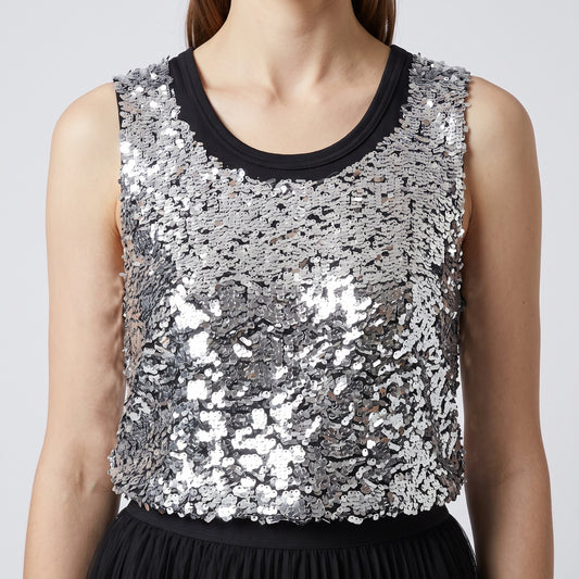 Silver Sequined Tank Top