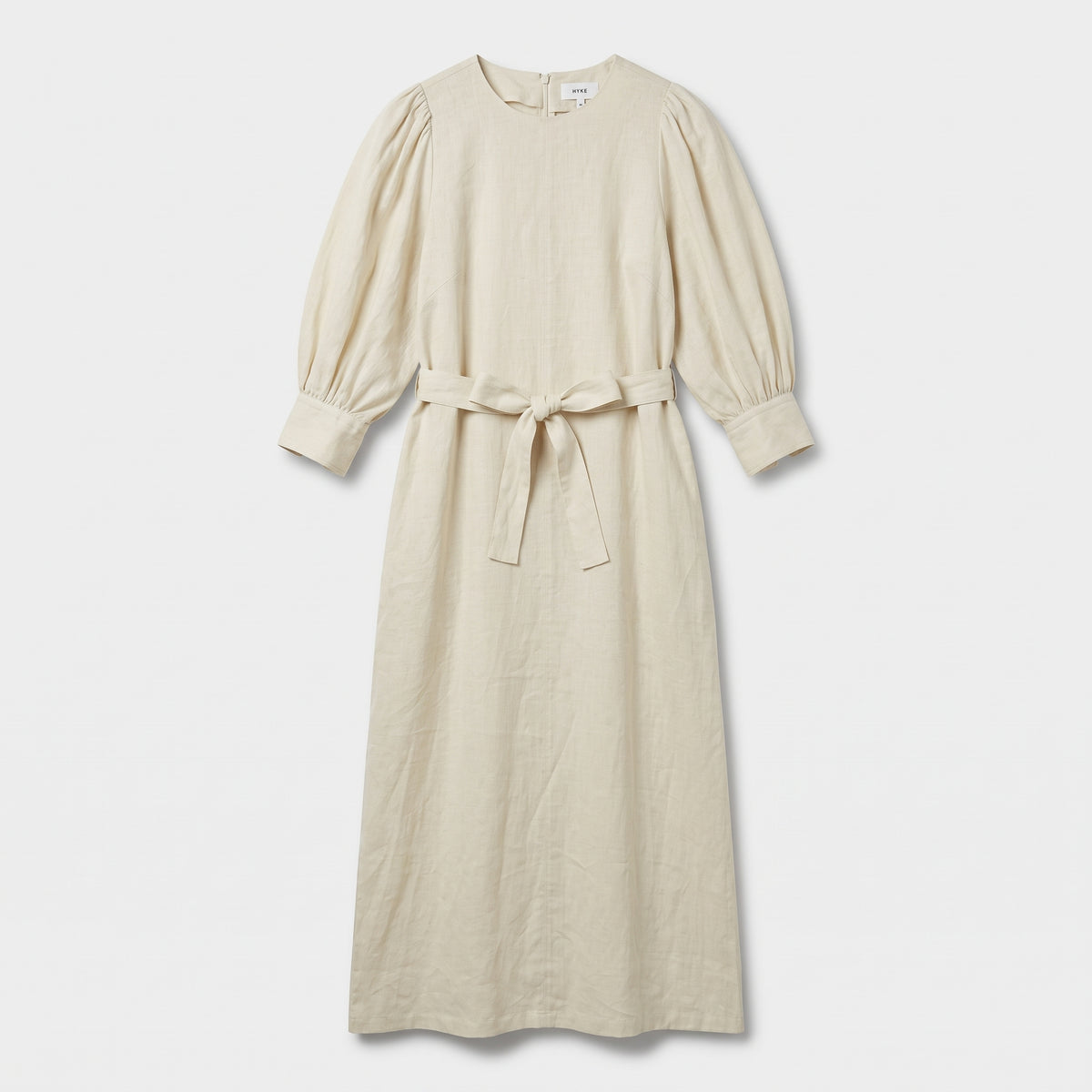 Oatmeal Puff Sleeve Midi Dress