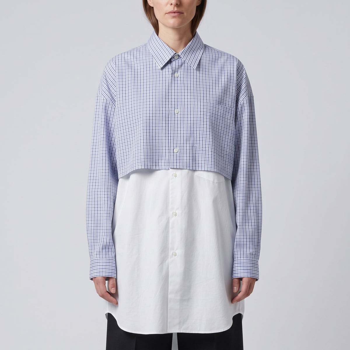 CDG SHIRT Paneled Micro-Check Cotton Shirt - view 2