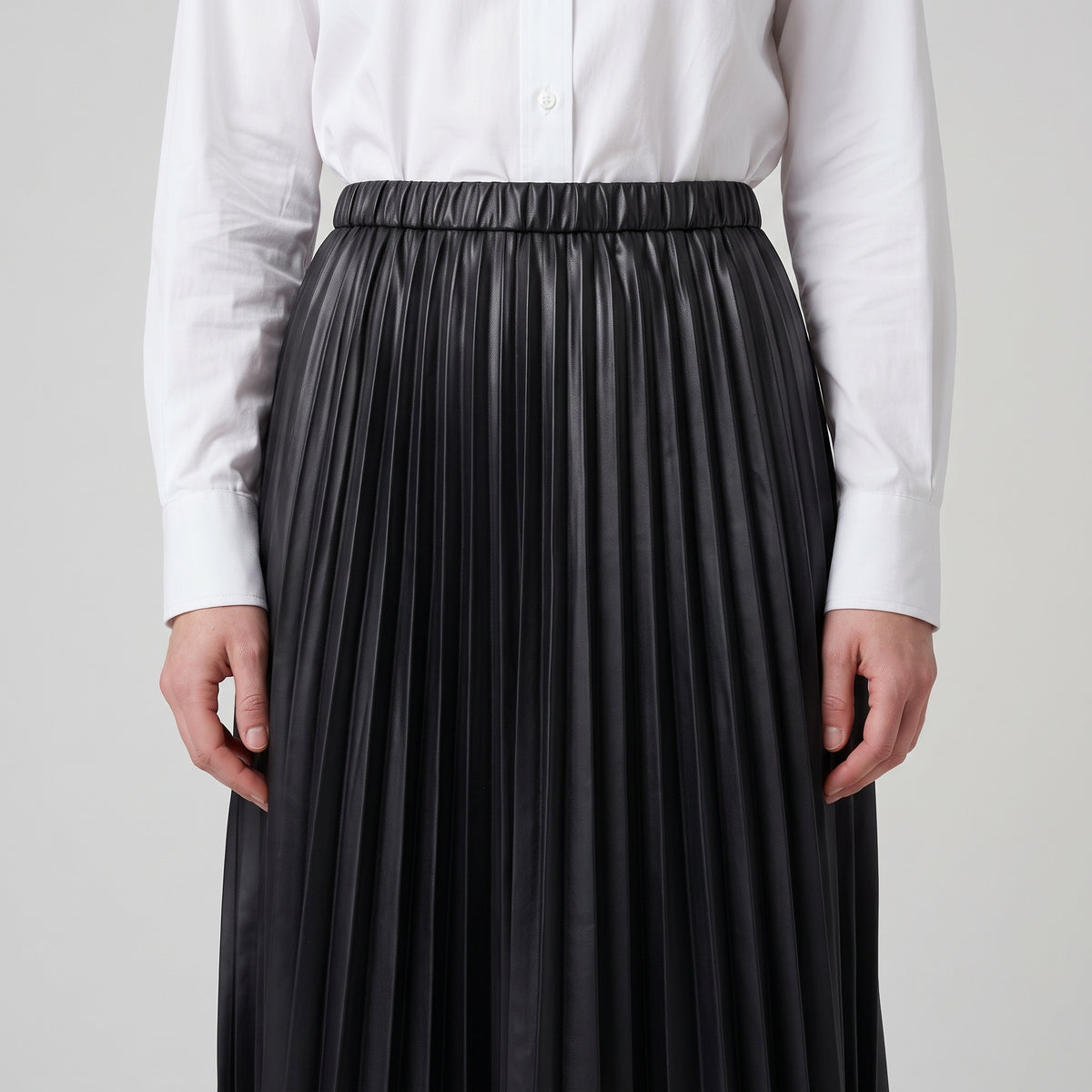 JUNYA WATANABE Pleated Faux Leather Midi Skirt - view 2