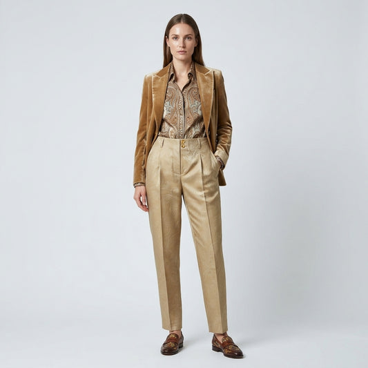 Paisley Jacquard Tailored Trousers