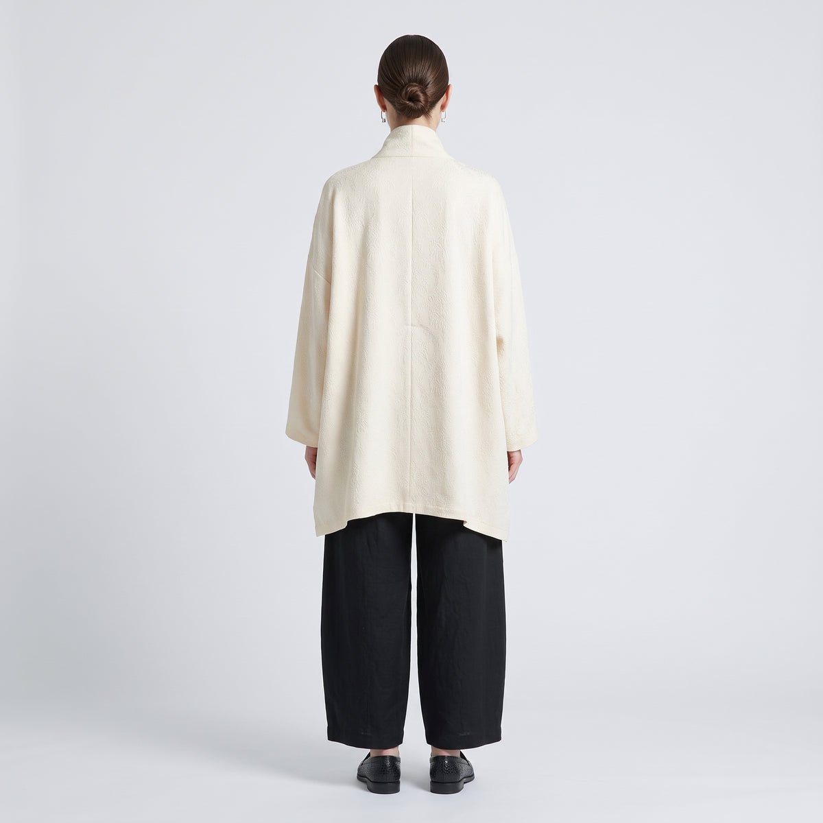 Textured High Collar Oversized Shirt