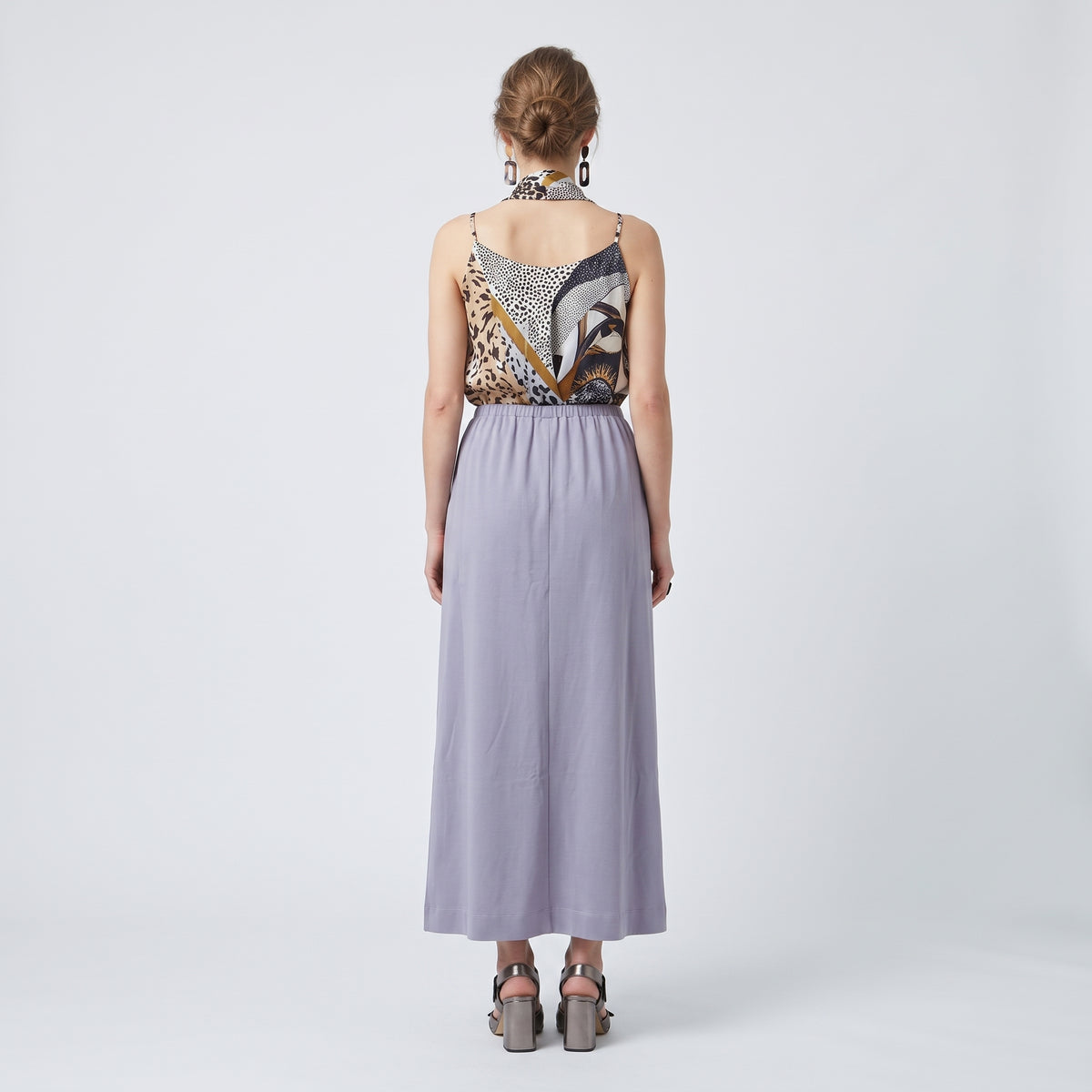 Lilac Asymmetric Seam Midi Skirt