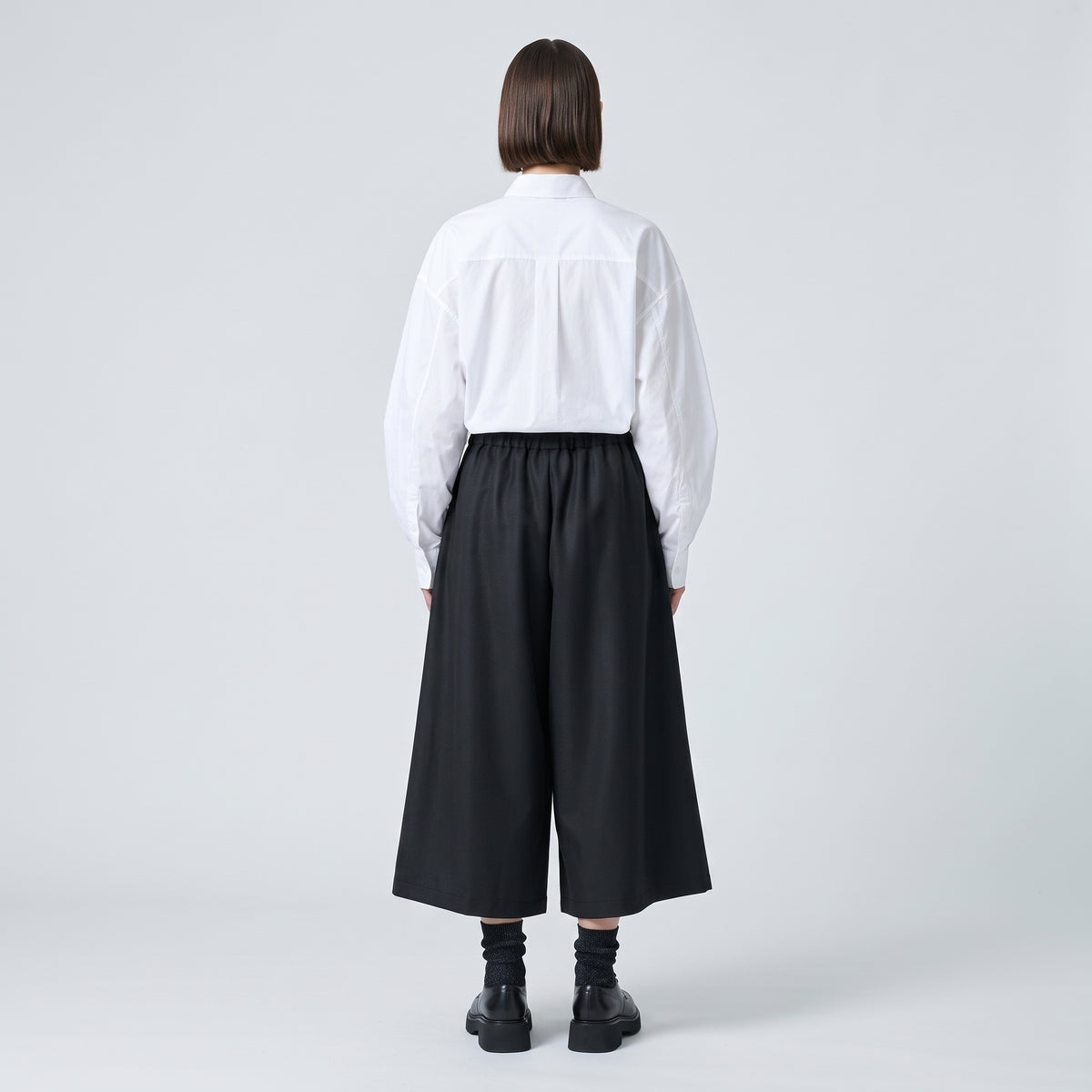 COMME DES GARCONS Cropped Wide-Leg Black Trousers - view 5