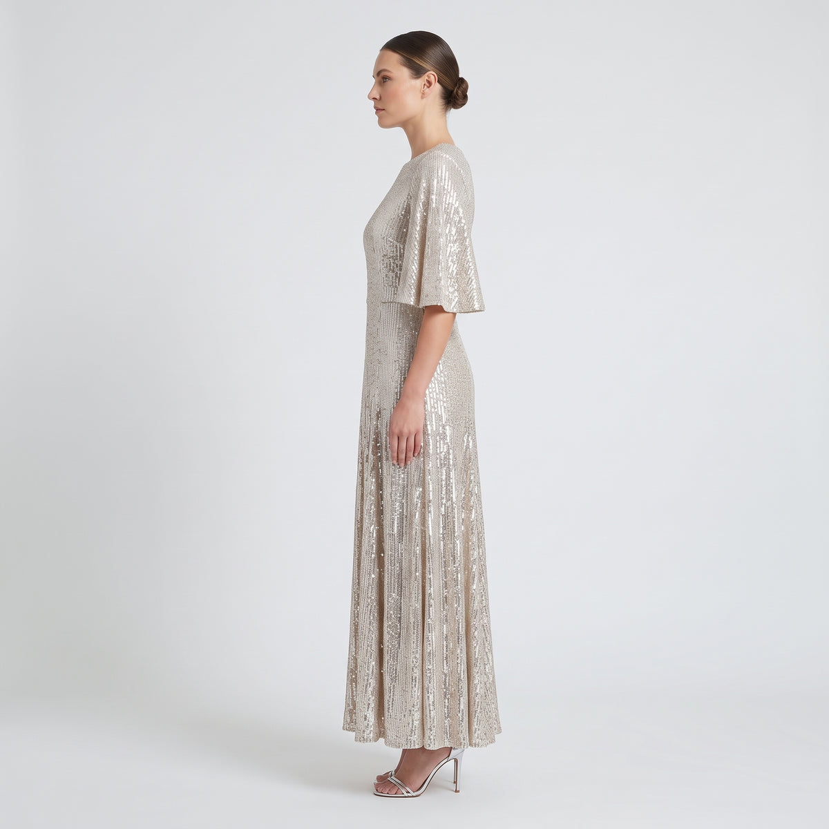 Silver Sequin Midi Dress