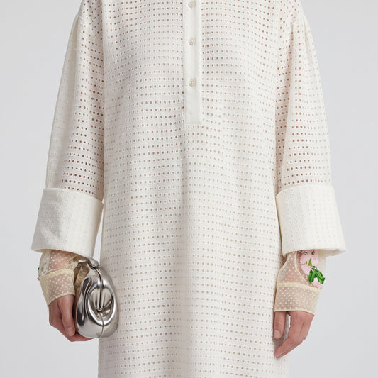 NATASHA ZINKO White Eyelet Openwork Shift Dress - view 2