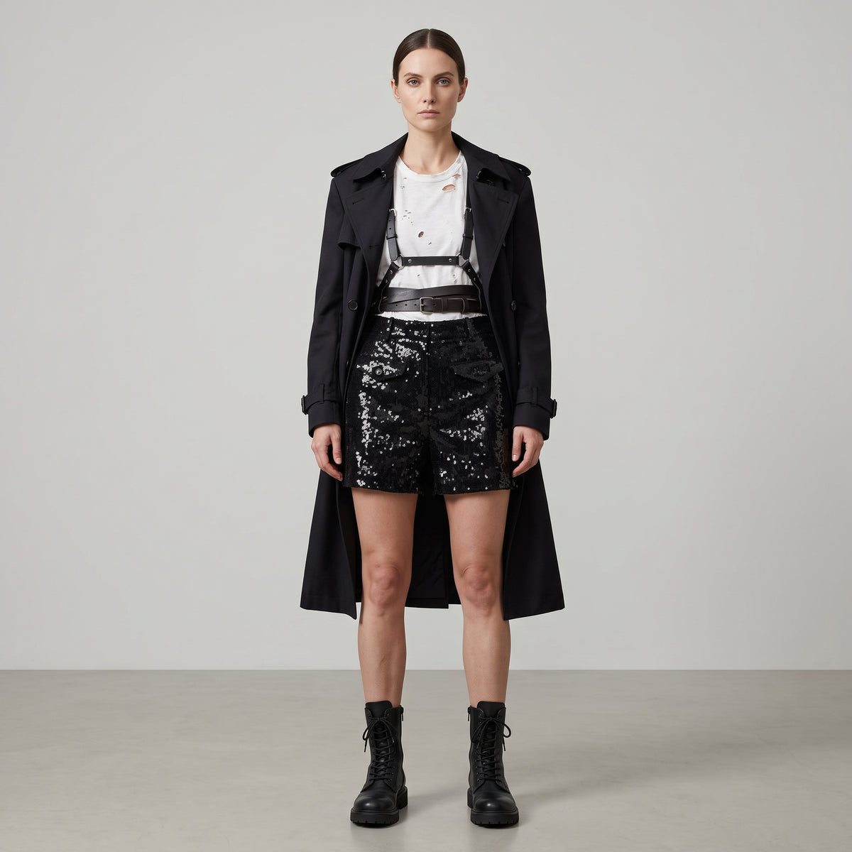 JUNYA WATANABE Black Sequined Tailored Shorts - view 3