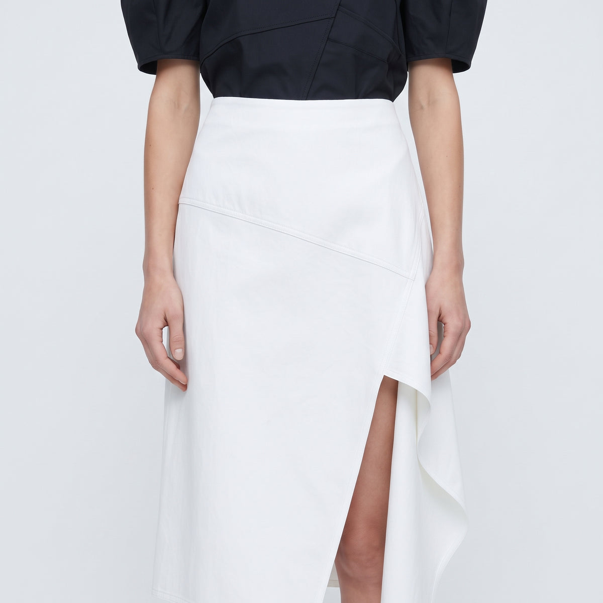PLAN C Asymmetric Off-White Midi Skirt - view 2