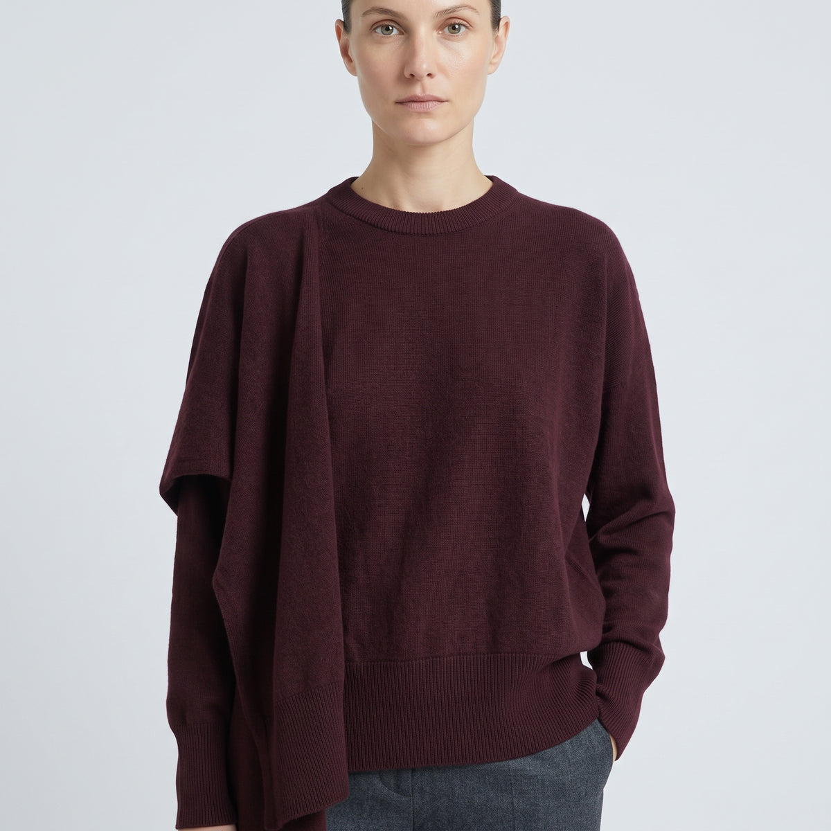 NATAN Asymmetric Draped Wool Cashmere Sweater - view 5