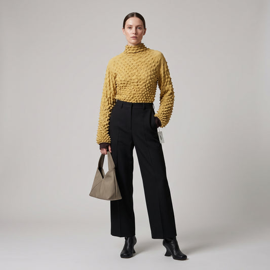 BUNZABURO Textured Honey Mustard Blouse - view 2