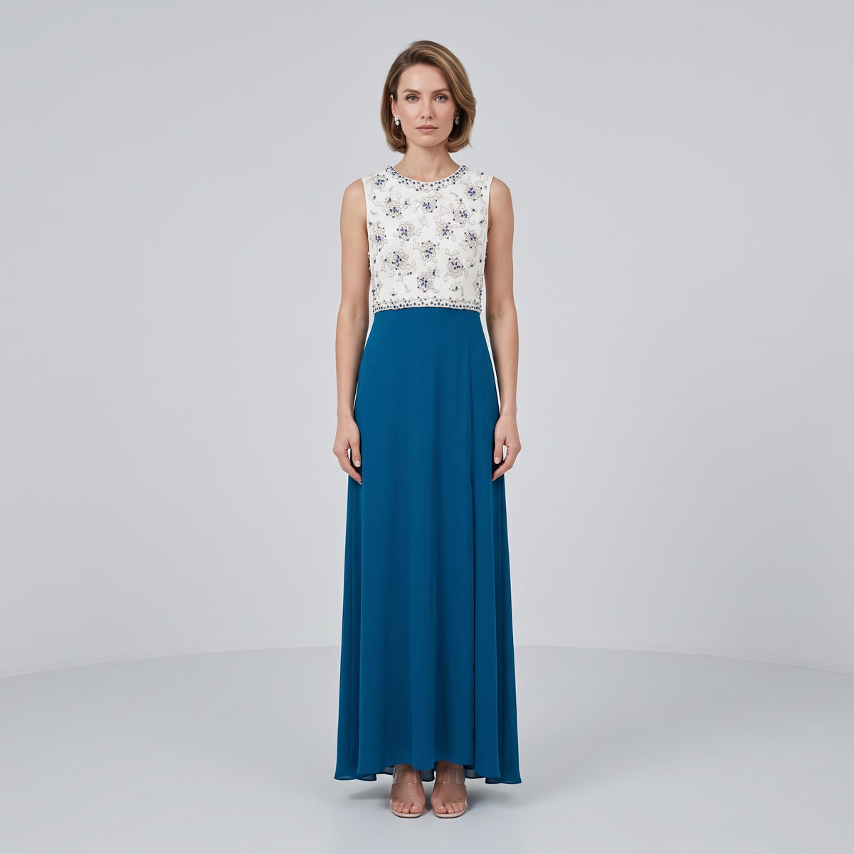 Embellished Floral Evening Gown