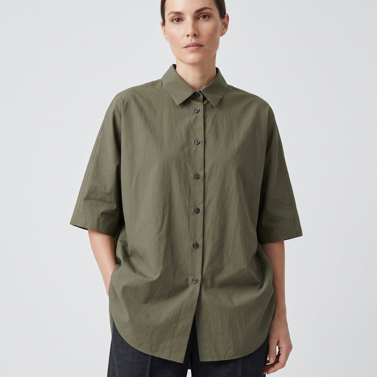 Oversized Short Sleeve Cotton Shirt