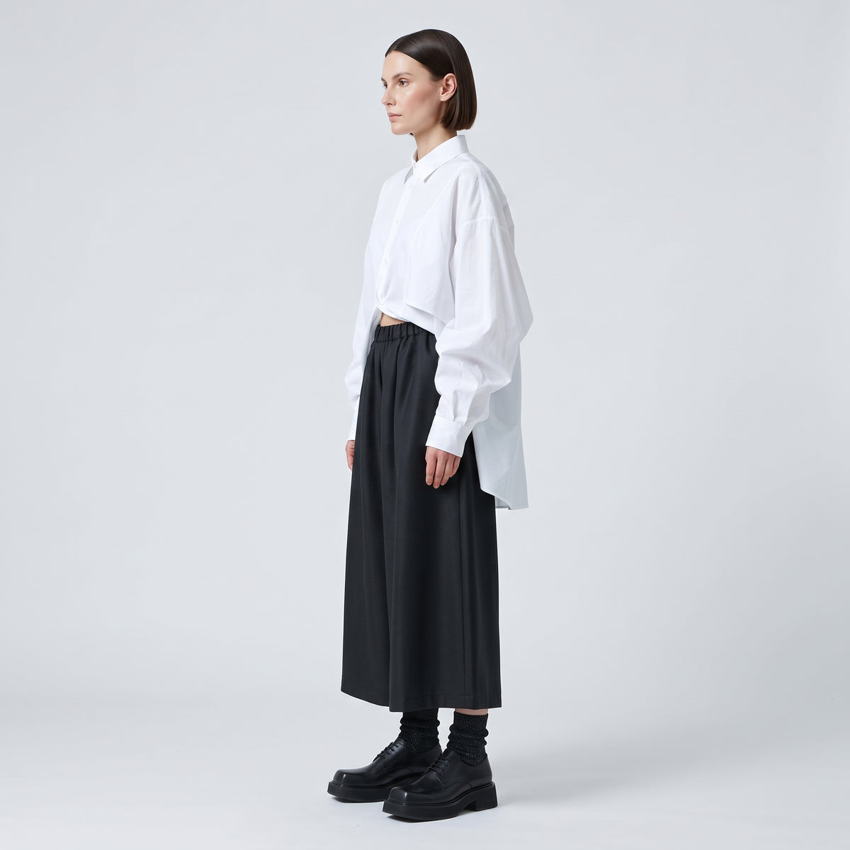 COMME DES GARCONS Cropped Wide-Leg Black Trousers - view 4