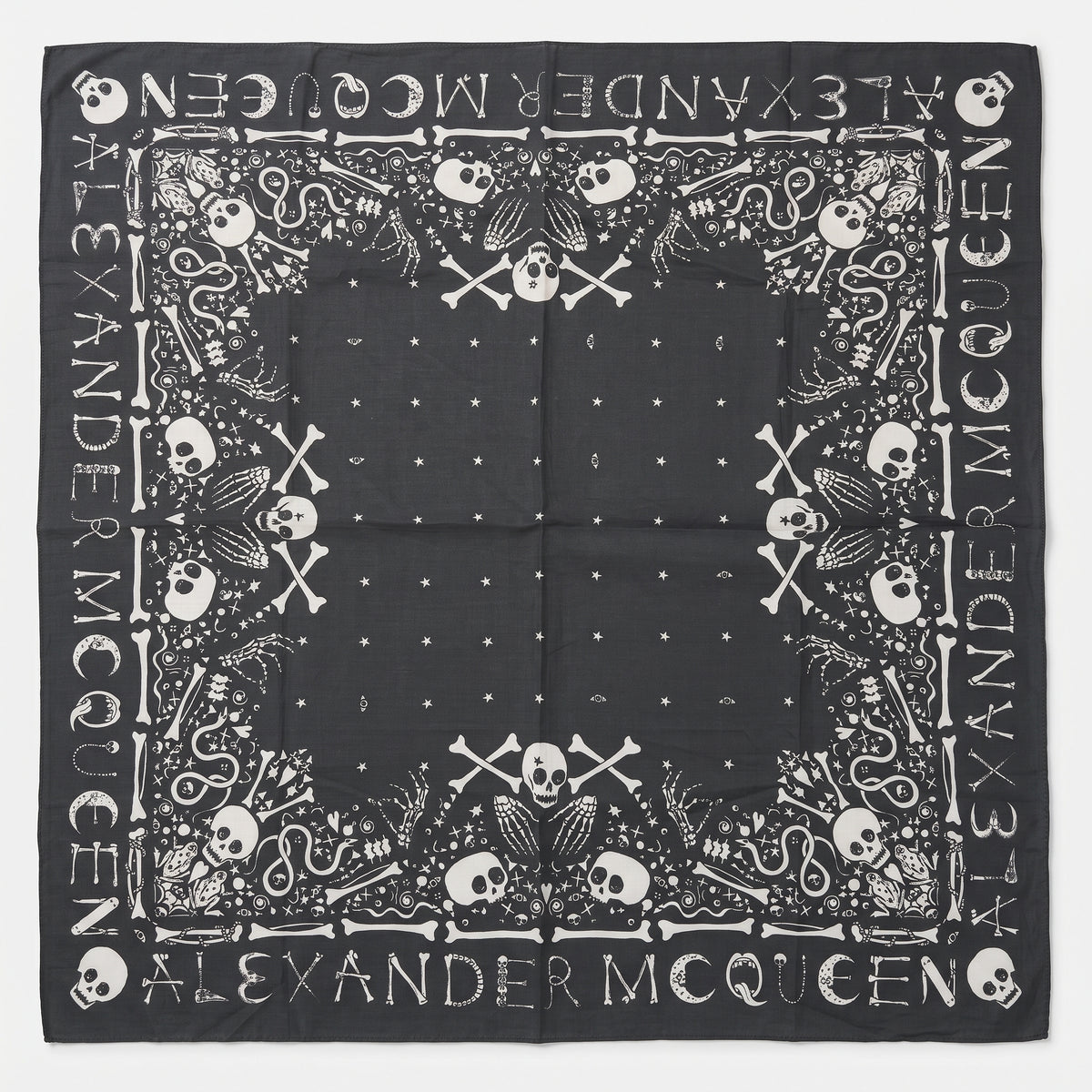 ALEXANDER MCQUEEN Gothic Skull Print Silk Scarf