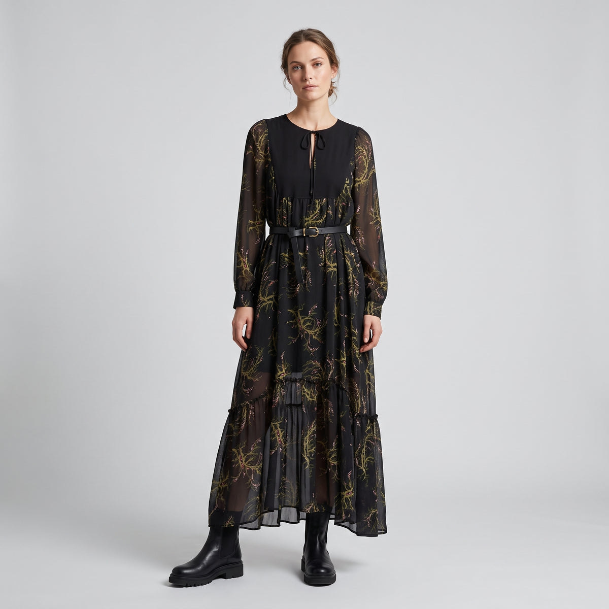 Emerald Seaweed Printed Midi Dress