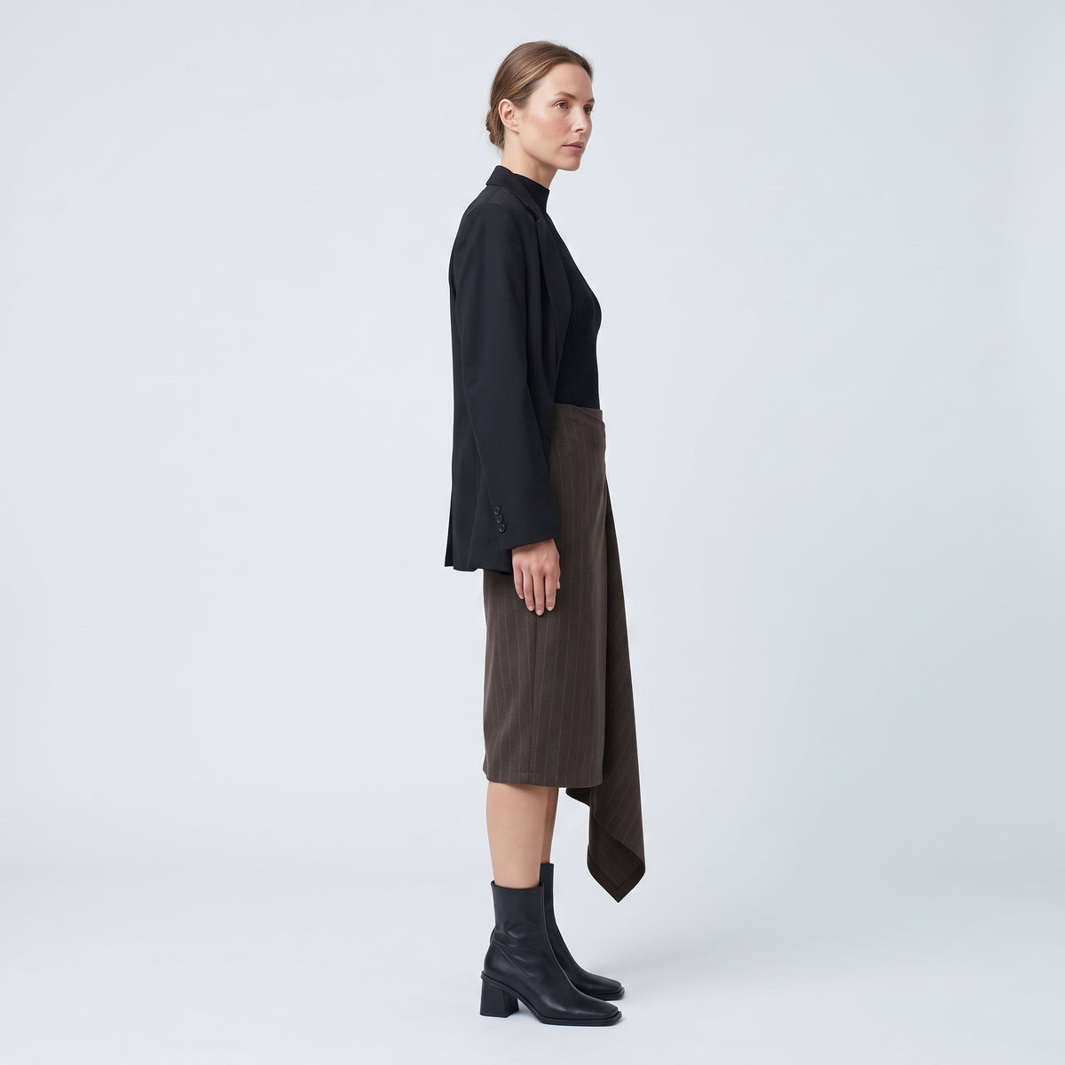 RODEBJER Asymmetric Pinstripe Wrap Skirt - view 4