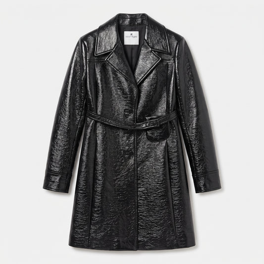 COURREGES High-Gloss Belted Vinyl Coat