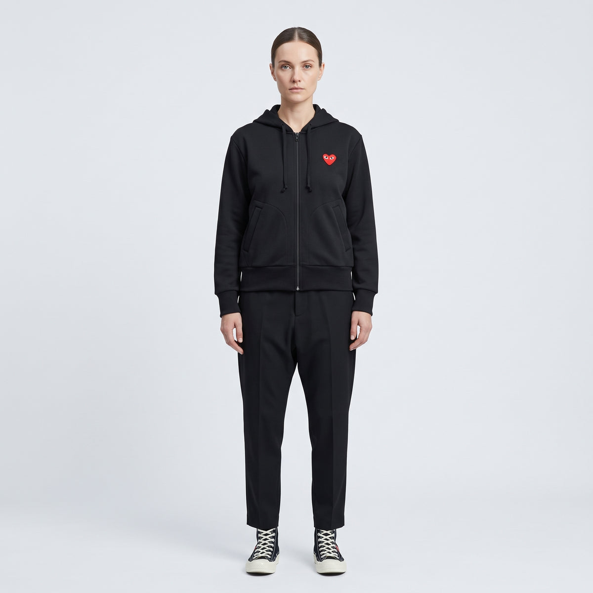 CDG PLAY Heart Patch Zip-Up Hoodie - view 3