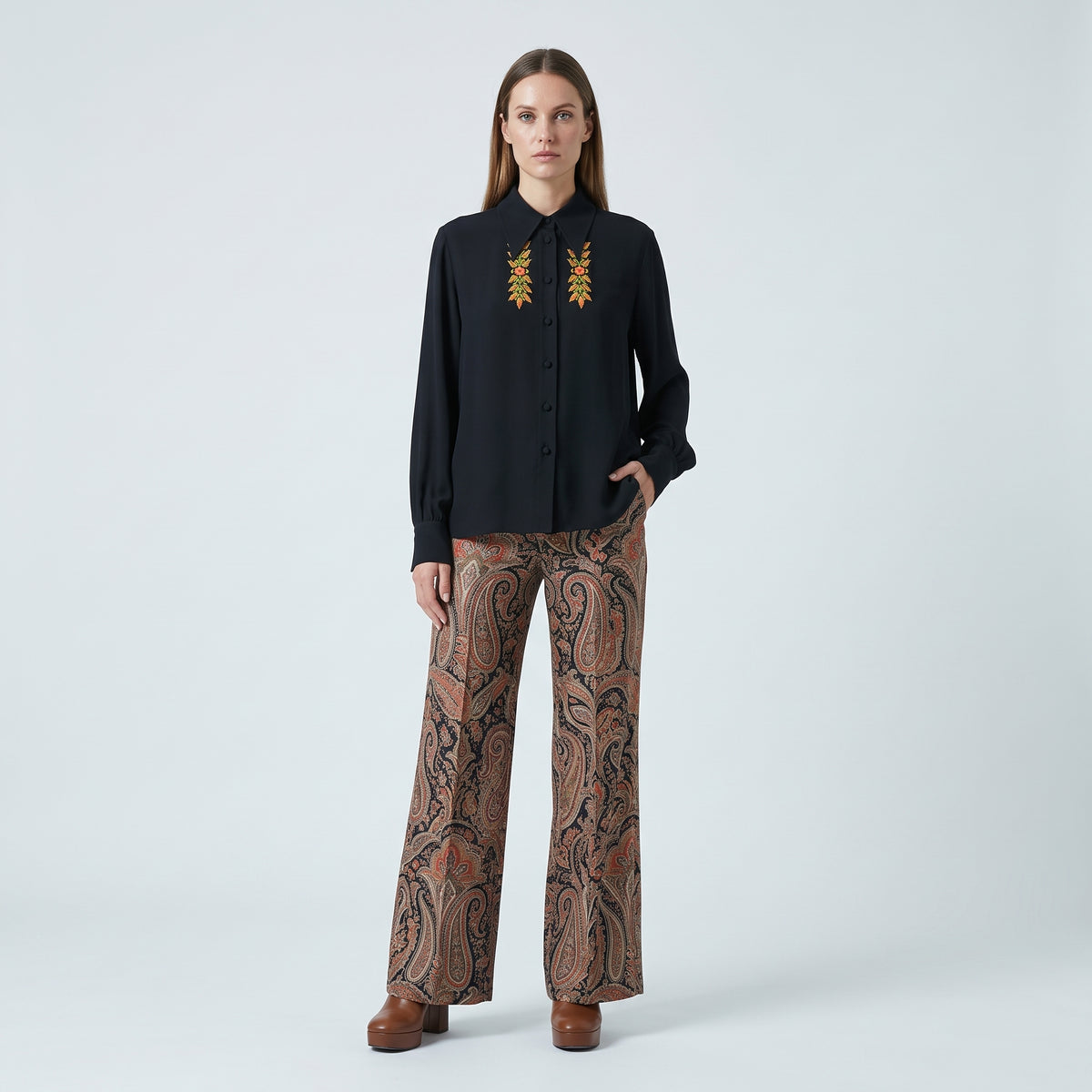 ETRO Embroidered Black Silk Shirt - view 3