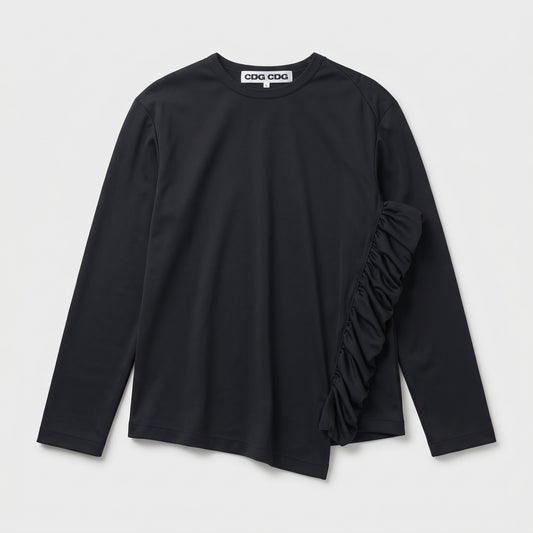 Asymmetric Ruffle Long Sleeve Top
