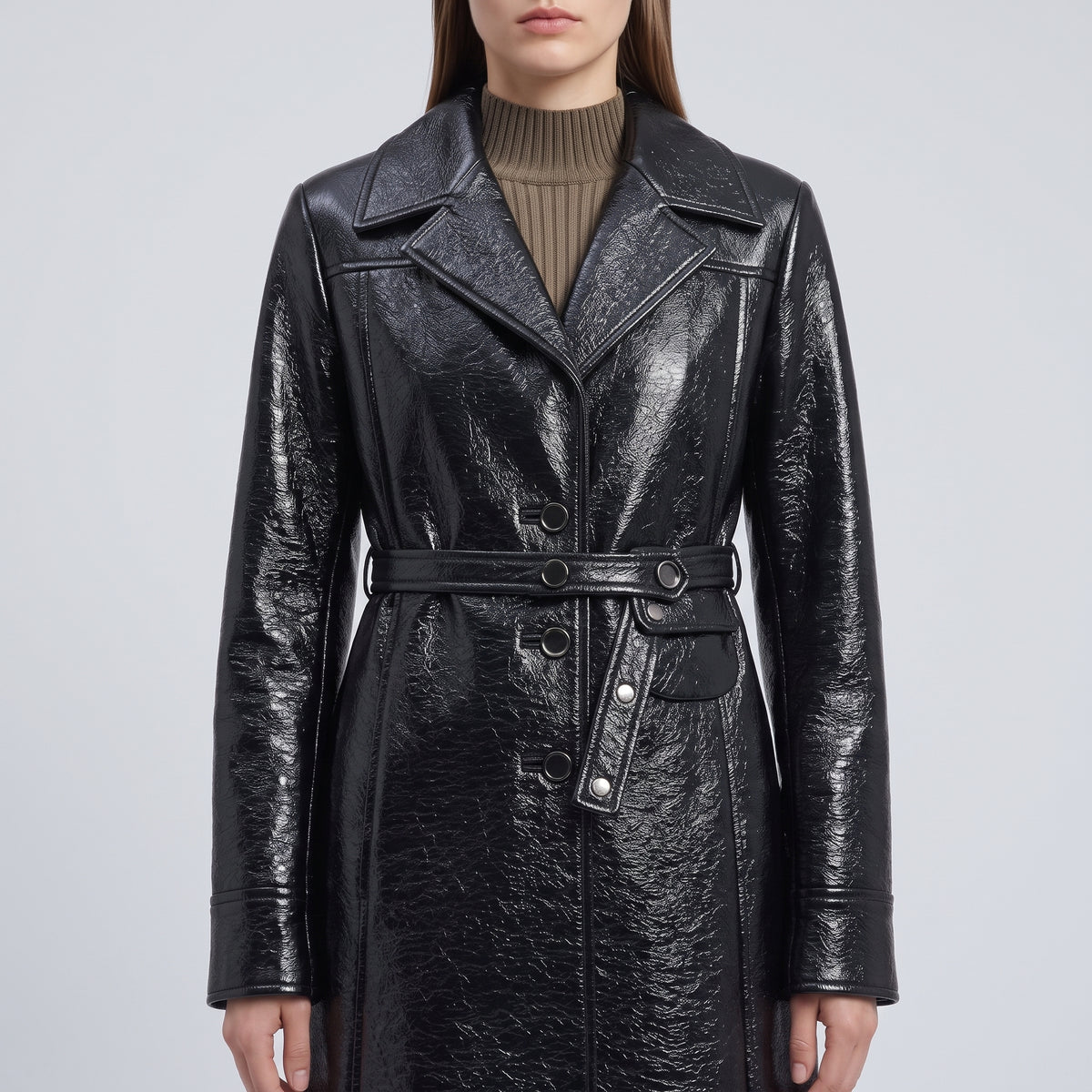 COURREGES High-Gloss Belted Vinyl Coat - view 2