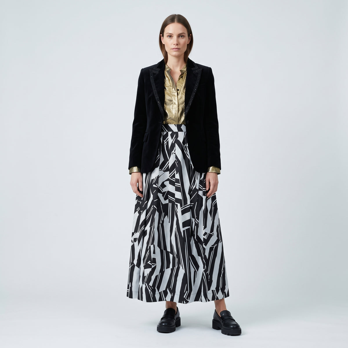 Abstract Geometric Midi Skirt