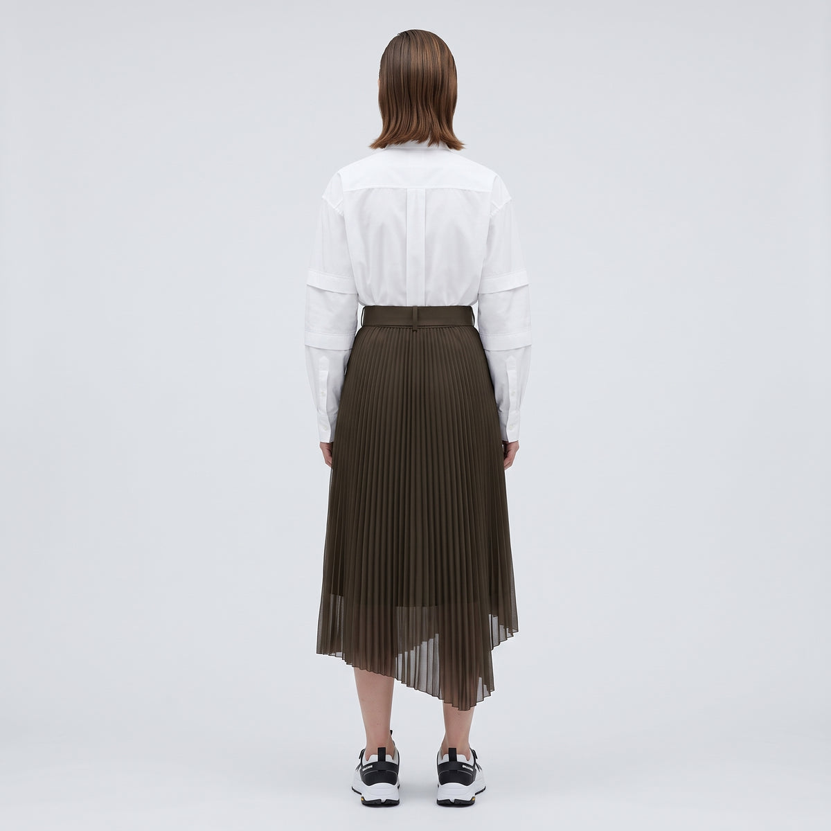 HYKE Belted Asymmetric Pleated Skirt - view 5