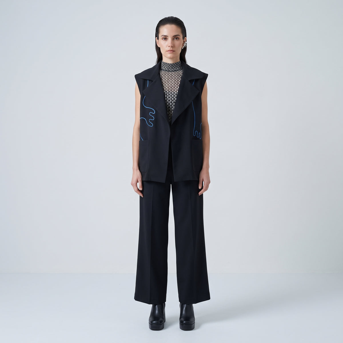 AHMED AMER Abstract Embroidered Tailored Vest - view 2