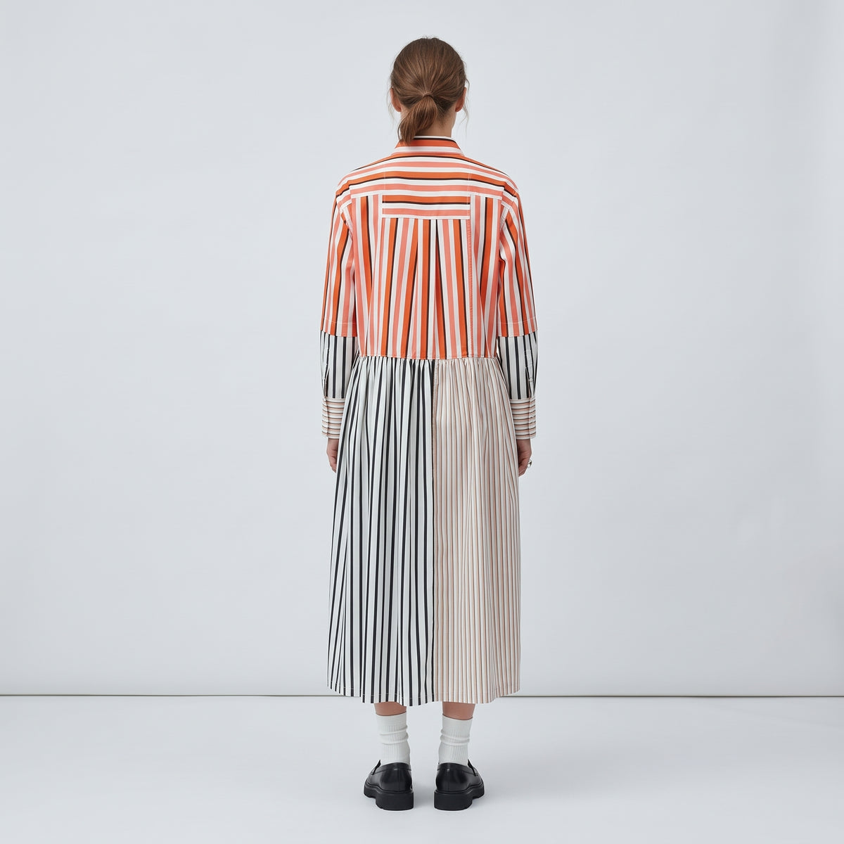 PLAN C Multi Striped Cotton Shirt Dress - view 5