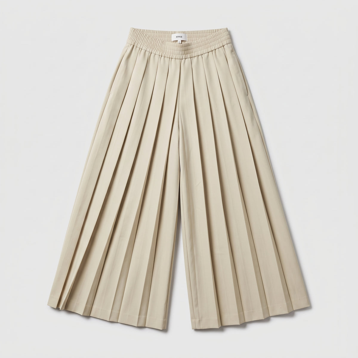 Pleated Wide-Leg Cream Trousers