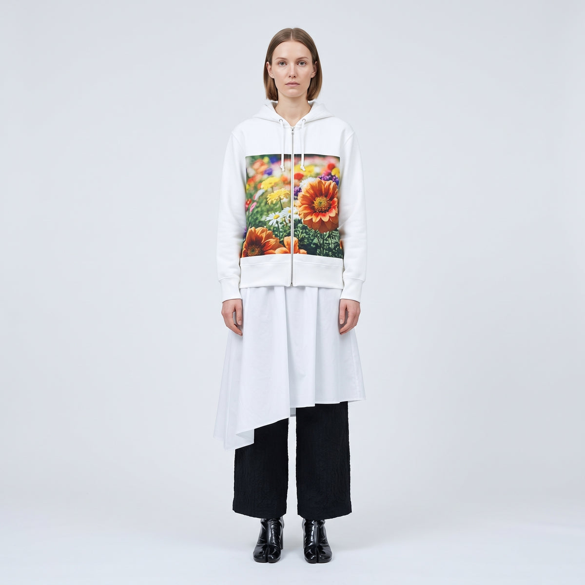 Floral Graphic Zip Up Hoodie