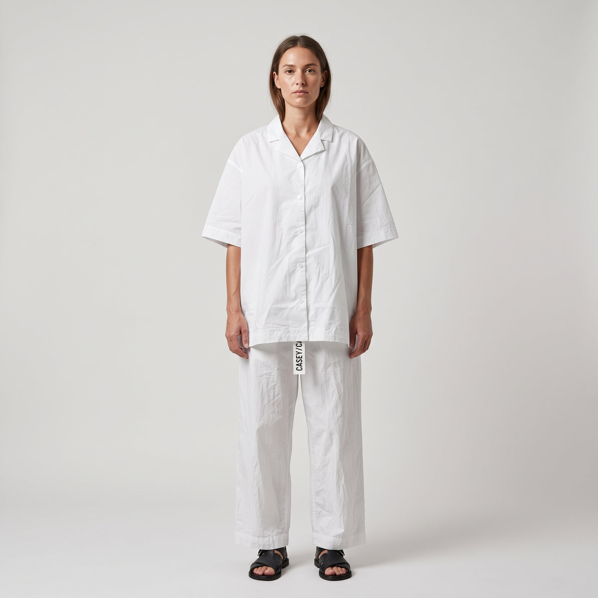 Minimalist White Camp Collar Shirt