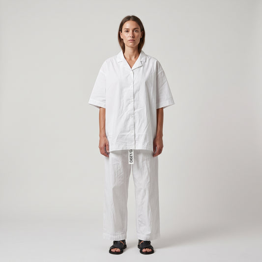 Minimalist White Camp Collar Shirt